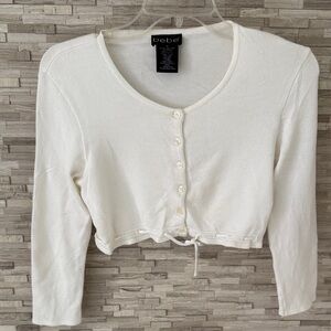 Bebe Women's White Button Down Cropped Top